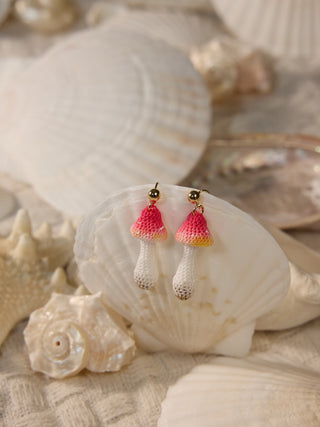 Blush Mushroom Micro Crochet Earrings - Happy Vanilla Crochet