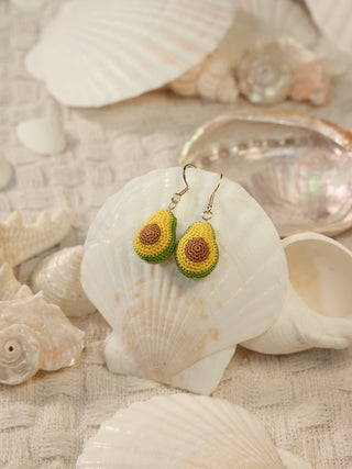 Avocado  Micro Crochet Earrings - Happy Vanilla Crochet