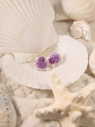 Multi Puff Flowers Micro Crochet Earrings - Happy Vanilla Crochet