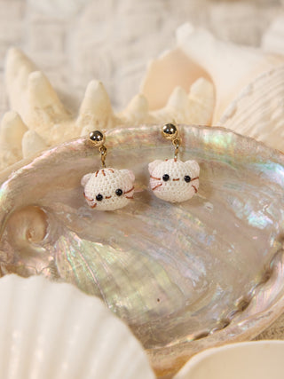 Kitten Cat Micro Crochet Earrings - Happy Vanilla Crochet