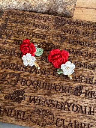 Rose Micro Crochet Earrings - Happy Vanilla Crochet