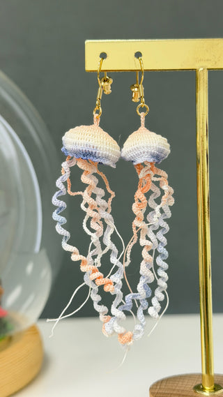 Jelly Fish Micro-Crochet Earrings