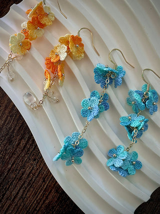 Myosotis Earring Danglers Micro-Crochet that Blossom with Charm - Happy Vanilla Crochet