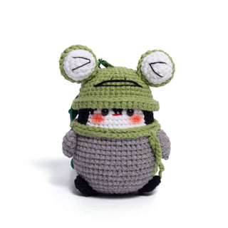 Cute Frog Hat Penguin Explorer - Happy Vanilla Crochet