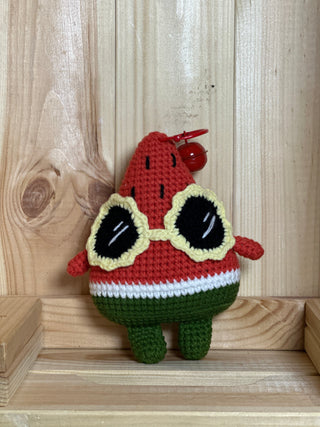 Watermelon slice key ring - Happy Vanilla Crochet