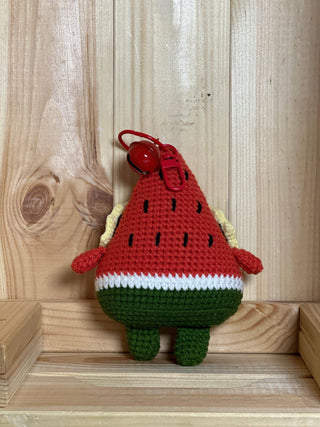 Watermelon slice key ring - Happy Vanilla Crochet