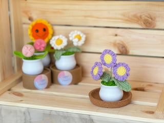 Blooming Joy: Whimsical Garden Collection in White Pot Crochet Plants - Happy Vanilla Crochet