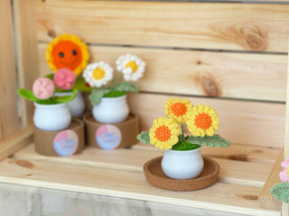 Blooming Joy: Whimsical Garden Collection in White Pot Crochet Plants - Happy Vanilla Crochet