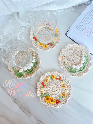 Handmade Crocheted Vintage Luxurious Style Doily Coasters - Happy Vanilla Crochet