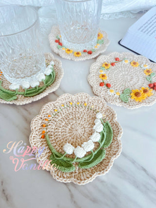 Handmade Crocheted Vintage Luxurious Style Doily Coasters - Happy Vanilla Crochet