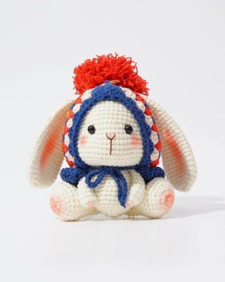 Granny Square Bunny bag charm — illustrates 3D crochet construction