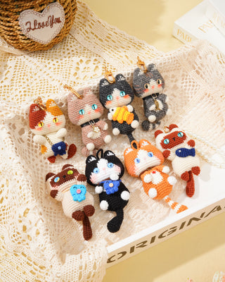 Purrfect Pals Crochet Bag Charms – Handmade Cat Collection - Happy Vanilla Crochet