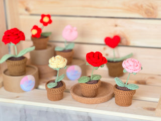 Love Blossom Crocheted Heart Roses and Plants