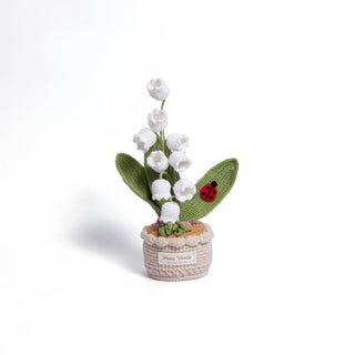 Lily of the Valley Bloom with Lucky Ladybug – Handmade Crochet Table Charm