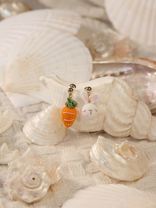 Rabbit Carrot Micro Crochet Earrings