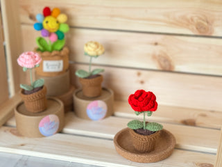 Love Blossom Crocheted Heart Roses and Plants