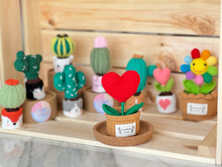 Love Blossom Crocheted Heart Roses and Plants