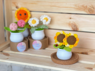 White Pot Crocheted Plants