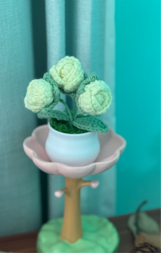 Love Blossom Crocheted Heart Roses and Plants