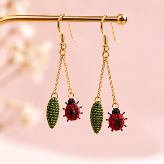Ladybug Micro-crochet Earrings