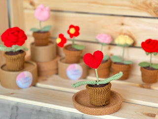 Love Blossom Crocheted Heart Roses and Plants