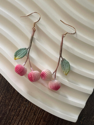 Cherry Micro Crochet Earrings