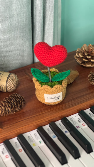 Love Blossom Crocheted Heart Roses and Plants