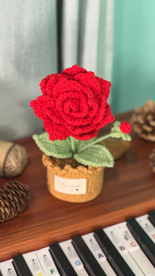 Coeur crocheté Love Blossom avec roses et plantes 