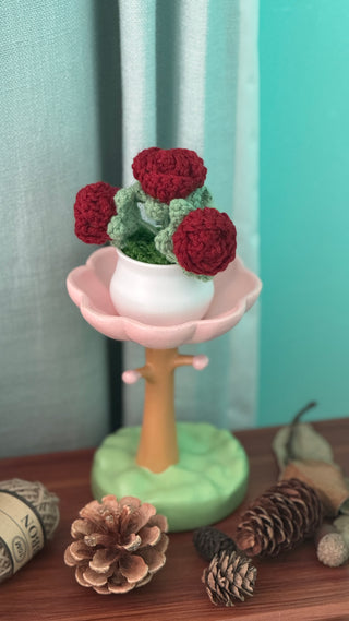 Coeur crocheté Love Blossom avec roses et plantes 