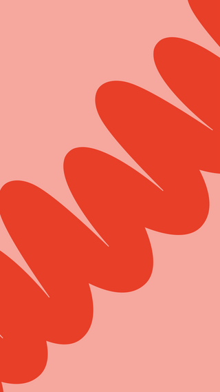 Abstract red wavy leaf pattern on a light pink background, modern graphic design