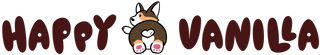 Logo of 'Happy Vanilla' with a cartoon dog character on a white background