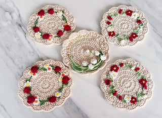 Handmade Crocheted Vintage Luxurious Style Doily Coasters