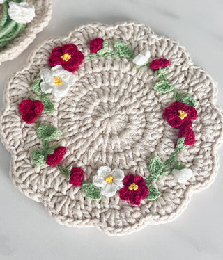 Handmade Crocheted Vintage Luxurious Style Doily Coasters