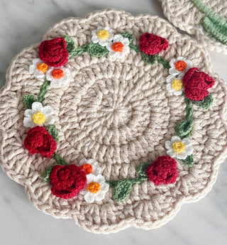 Handmade Crocheted Vintage Luxurious Style Doily Coasters