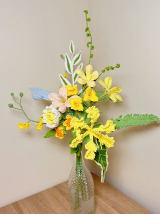 Handmade Crochet Sunshine Bloom Bouquet – Yellow & Citrus-Inspired Floral Arrangement