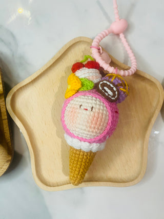 Make-to-Order Adorable Kawaii Crochet Ice Cream Cone Plushie