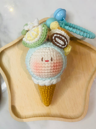 Make-to-Order Adorable Kawaii Crochet Ice Cream Cone Plushie