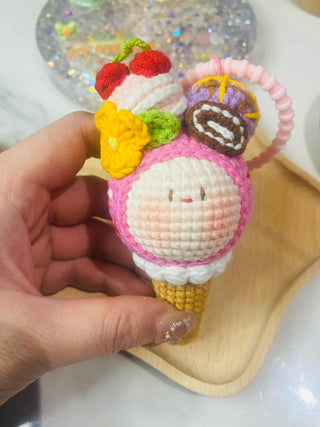 Make-to-Order Adorable Kawaii Crochet Ice Cream Cone Plushie