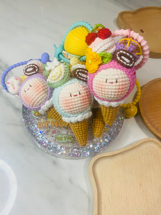 Make-to-Order Adorable Kawaii Crochet Ice Cream Cone Plushie