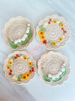 Handmade Crocheted Vintage Luxurious Style Doily Coasters