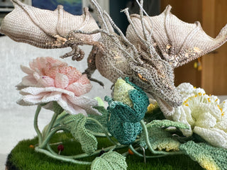 Dragon over  peonies