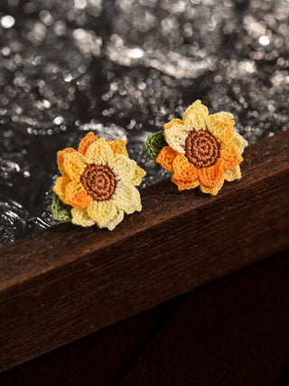 Sun-Kissed Bloom Earrings – Hand-Crocheted Mini Sunflower Charms