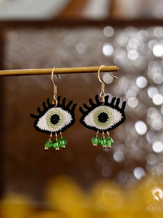 Handmade Evil Eye Crochet Earrings – Bold, Lucky & Beautifully Unique