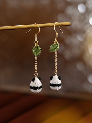 Chubby Panda Micro Crochet Earrings – Tiny Handmade Bears Too Cute to Resist