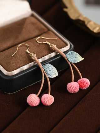 Dainty Cherry Blossom Micro-Crochet Earrings
