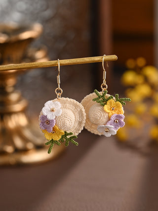 Sunny Day Mini Sunhat Earrings – Hand-Crocheted Summer Charm