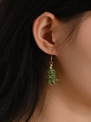 Tiny Christmas Tree Dangle Earrings – Hand-Crocheted Holiday Charm