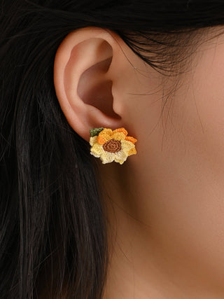 Sun-Kissed Bloom Earrings – Hand-Crocheted Mini Sunflower Charms