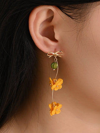 Sunshine Petal Dangle Earrings – Hand-Crocheted Mini Flower Charms