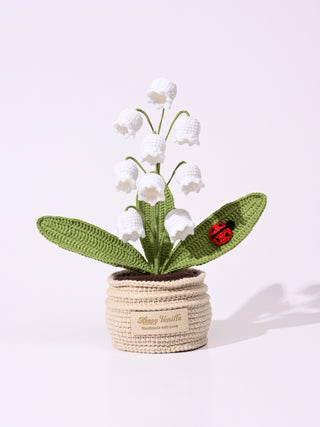 Lily of the Valley Bloom with Lucky Ladybug – Handmade Crochet Table Charm